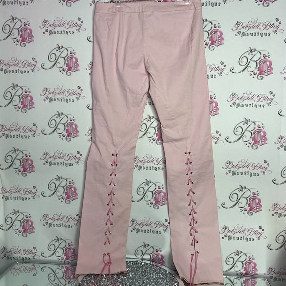 Versace jeans couture pink corset back lace up ribbon pants y2k rare iconic - Picture 1 of 16